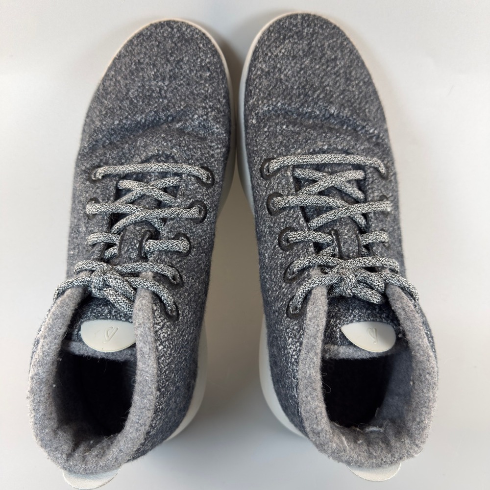 Allbirds Wool Runner Up Mid WRUM Mens 9 Running Shoes Charcoal Gray White Lace - Picture 6 of 16